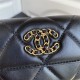 Chanel 19 Flap Coin Purse with Chain Shiny Goatskin Gold Silver Ruthenium-Finish Metal Black A