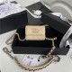 Chanel 19 Flap Coin Purse with Chain Shiny Goatskin Gold Silver Ruthenium-Finish Metal Beige A