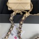 Chanel 19 Flap Coin Purse with Chain Shiny Goatskin Gold Silver Ruthenium-Finish Metal Beige A