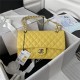 Medium CLASSIC HANDBAG Grained Calfskin Yellow Silver Metal A