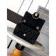 Mini CLASSIC HANDBAG Suede Gold Metal Black  A