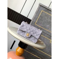 Mini CLASSIC HANDBAG Suede Gold Metal Grey  A