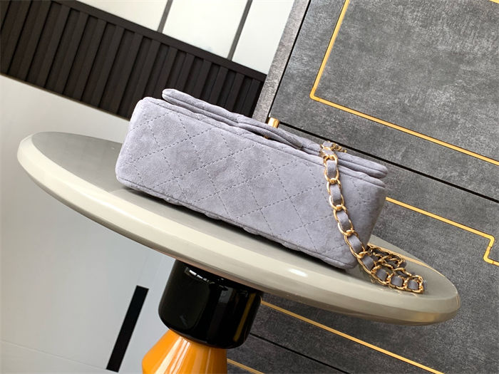 Mini CLASSIC HANDBAG Suede Gold Metal Grey  A