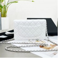 Classic Wallet on Chain AP0250 Lambskin White Silver Metal B