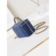 CLUTCH WITH CHAIN AP4168 Shiny Crumpled Calfskin Gold-Metal Blue A