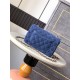 Mini CLASSIC HANDBAG Suede Gold Metal Blue  A