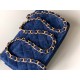 Mini CLASSIC HANDBAG Suede Gold Metal Blue  A