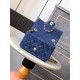 Mini CLASSIC HANDBAG Suede Gold Metal Blue  A