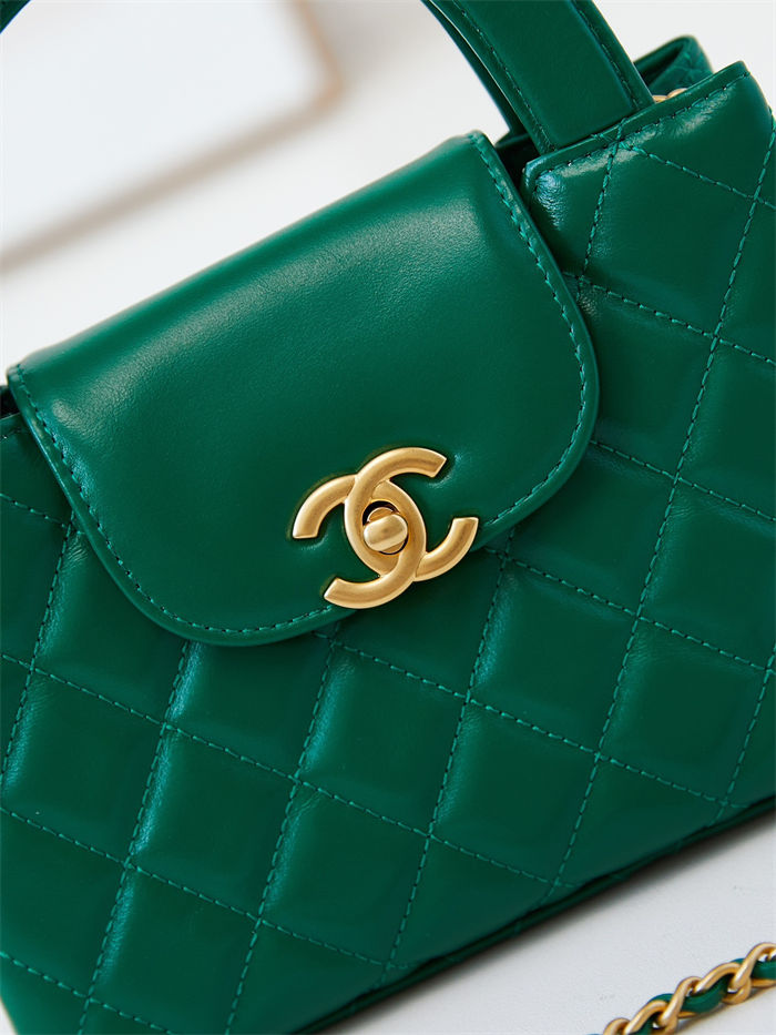 Chanel MINI SHOPPING BAG AS4416 Shiny Aged Calfskin & Gold-Tone Metal Green High