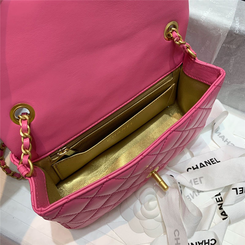 Mini FLAP BAG Lambskin Gold-Metal AS1787 Fuchsia A