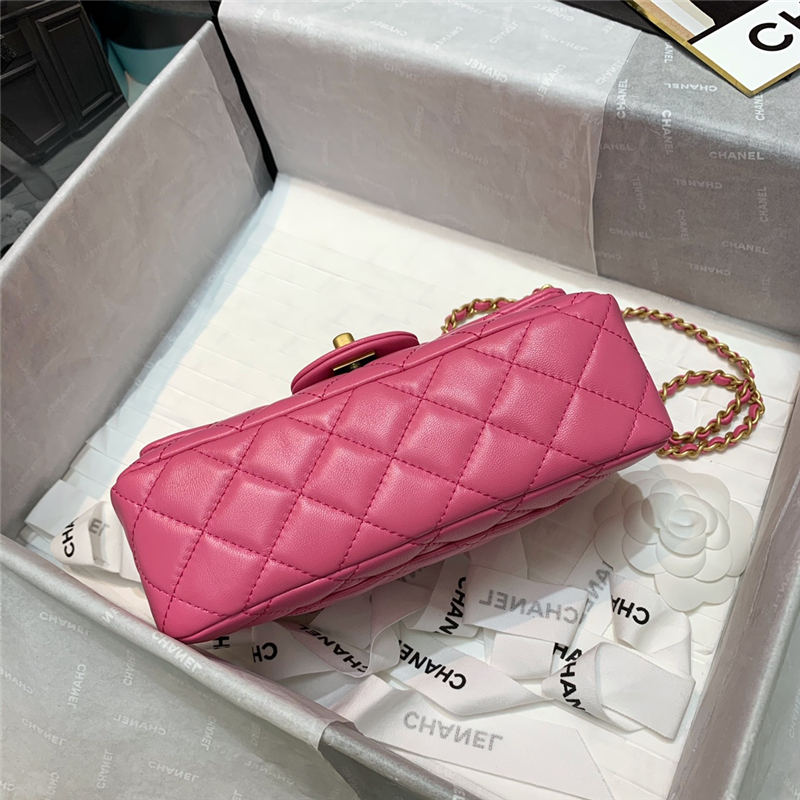 Mini FLAP BAG Lambskin Gold-Metal AS1787 Fuchsia A