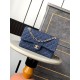 Medium CLASSIC HANDBAG Denim Gold Metal A