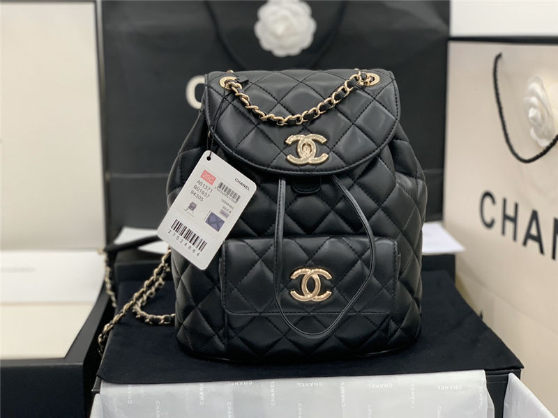 Chanel Duma Backpack Lambskin Black High