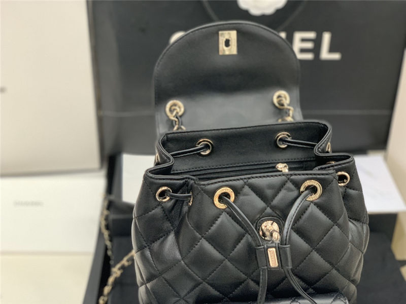 Chanel Duma Backpack Lambskin Black High