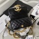 Chanel FLAP PHONE HOLDER WITH CHAIN Shiny Lambskin & Gold-Tone Metal AP3207 Black A