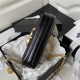 Chanel FLAP PHONE HOLDER WITH CHAIN Shiny Lambskin & Gold-Tone Metal AP3207 Black A