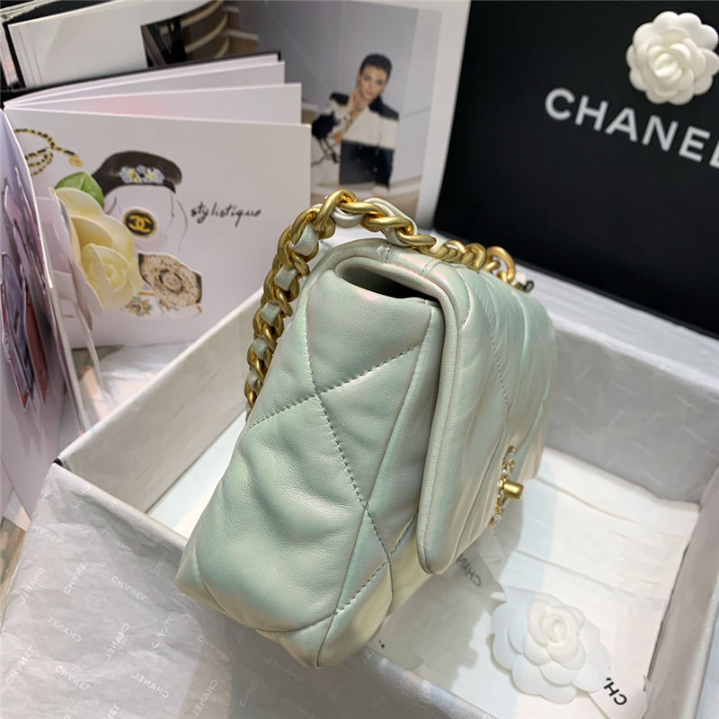 Chanel 19 FLAP BAG Iridescent Calfskin Gold-Tone Silver-Tone Ruthenium-Finish Metal High