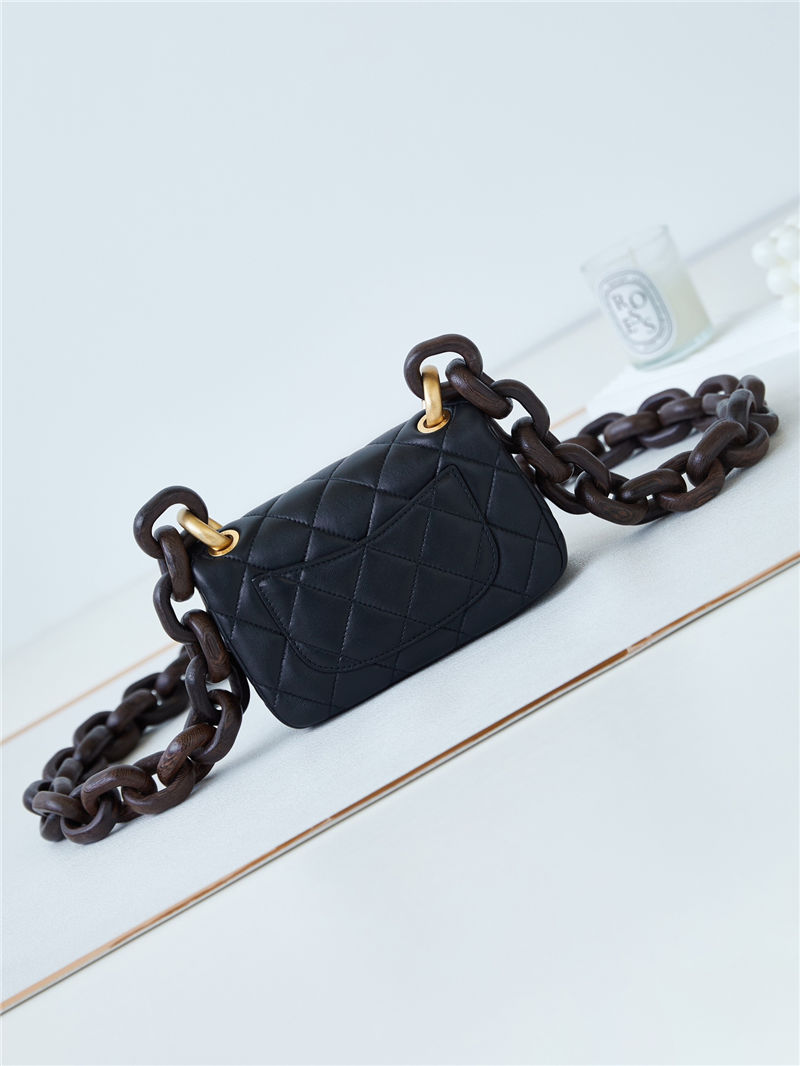 Chanel MINI FLAP BAG AS4165 Lambskin & Ash-Wood Black High