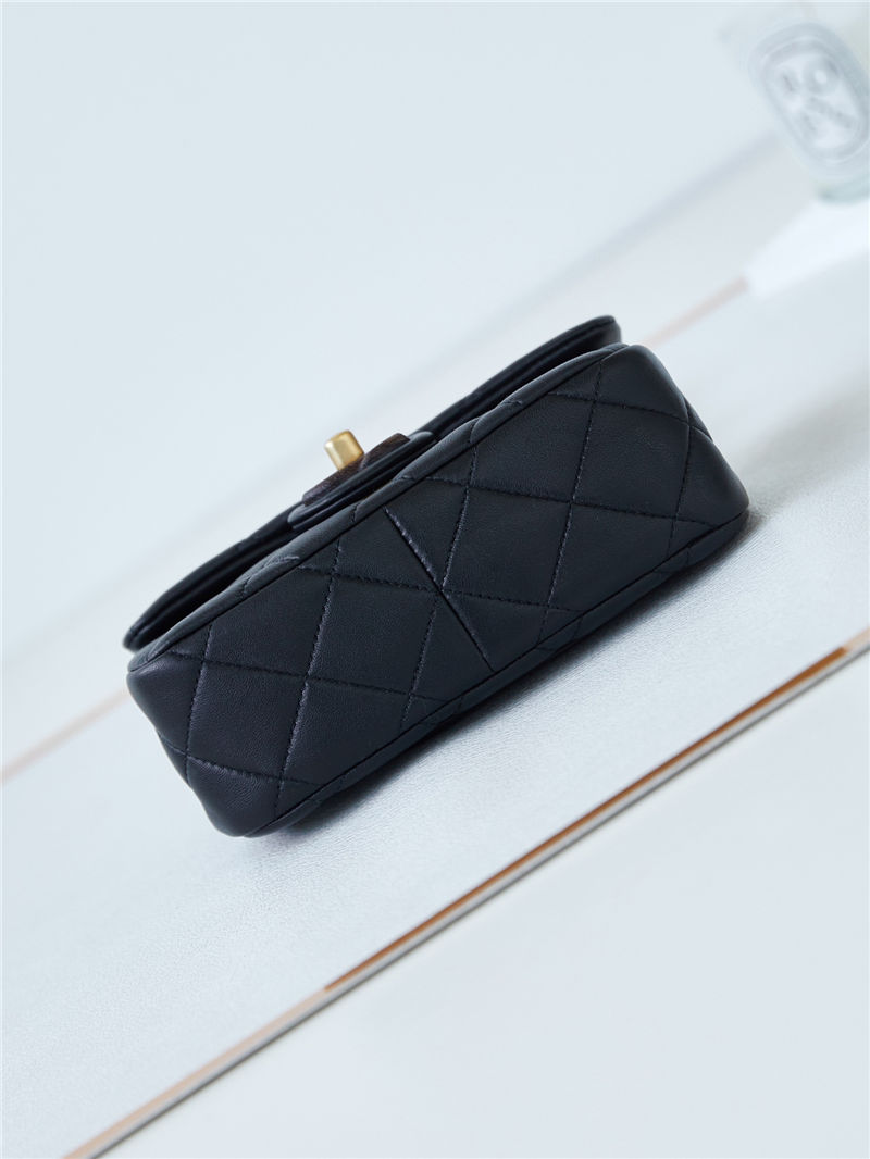 Chanel MINI FLAP BAG AS4165 Lambskin & Ash-Wood Black High