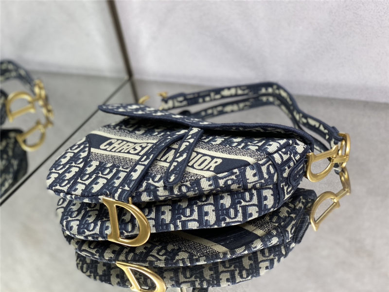 SADDLE BAG Dior Oblique Embroidery Blue High