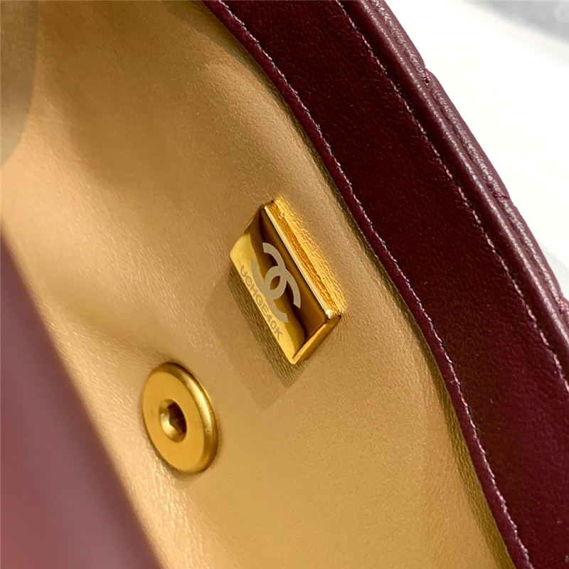 Supermini FLAP BAG Lambskin Gold-Metal AS1786 Burgundy A