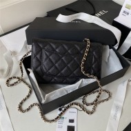 Chanel WALLET ON CHAIN AP3336 Grained Calfskin & Gold-Tone Metal Black A