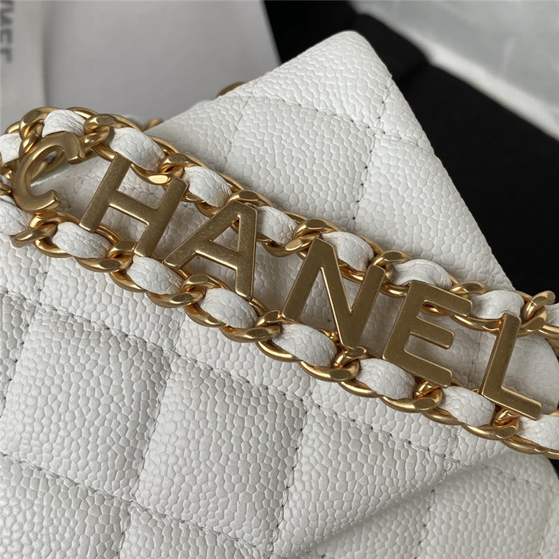 Chanel WAIST BAG AS3225 Grained Shiny Calfskin & Gold-Tone Metal White A