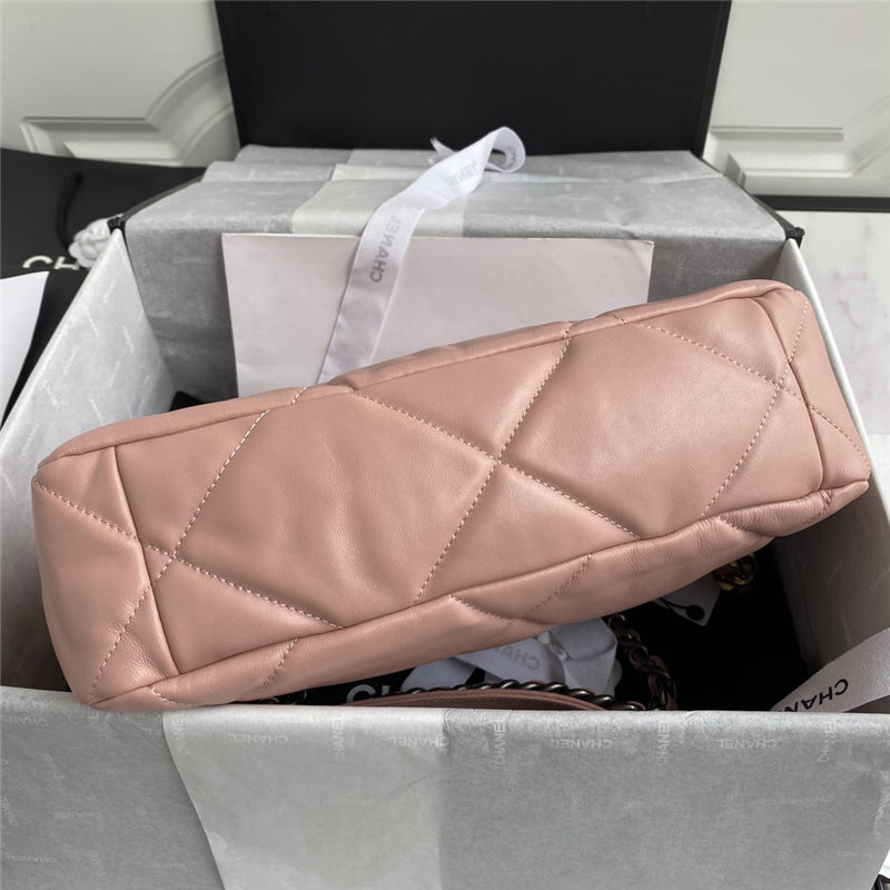 Large Chanel 19 Flap Bag Goatskin/Lambskin Nude Pink High