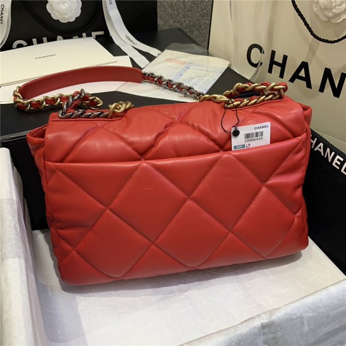 Maxi Chanel 19 Flap Bag Goatskin/Lambskin Red High