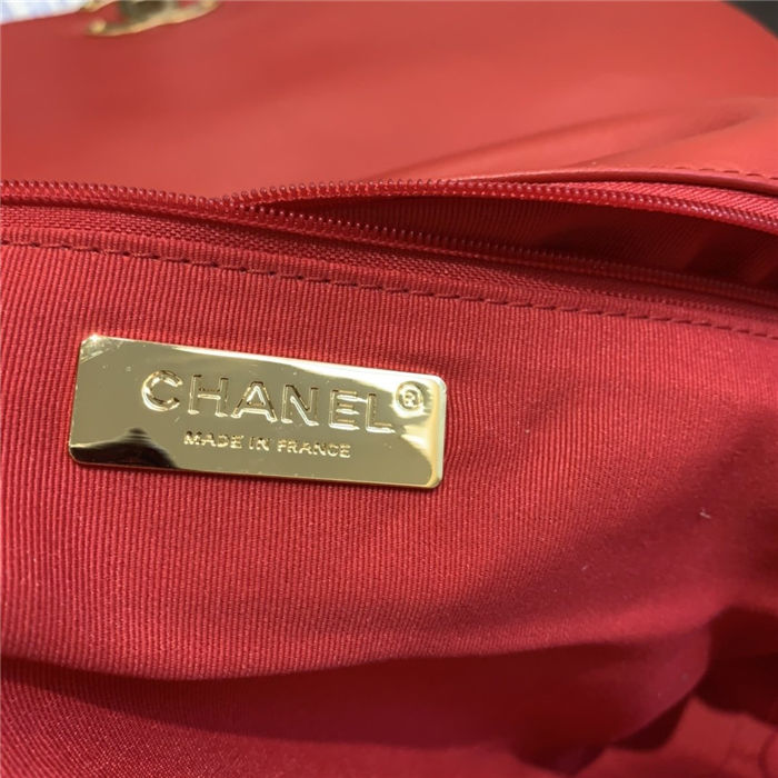 Maxi Chanel 19 Flap Bag Goatskin/Lambskin Red High