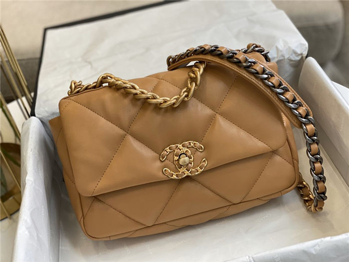 Chanel 19 Flap Bag Goatskin/Lambskin Camel High