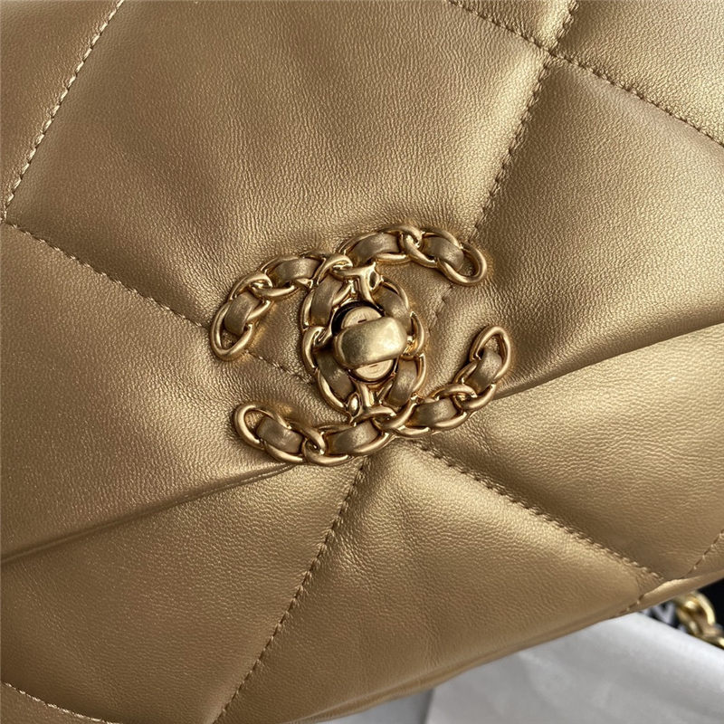 Chanel 19 Flap Bag Goatskin/Lambskin Gold High