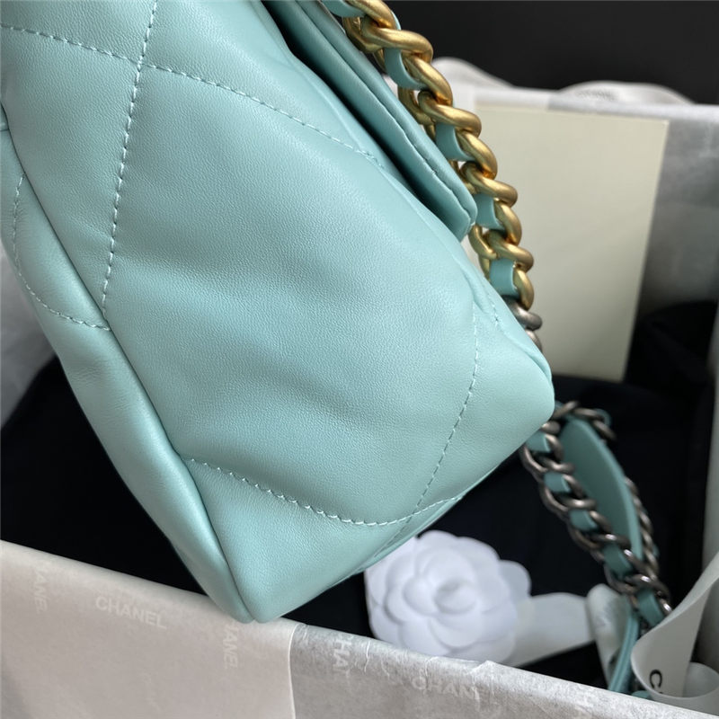 Chanel 19 Flap Bag Goatskin/Lambskin Light Blue High