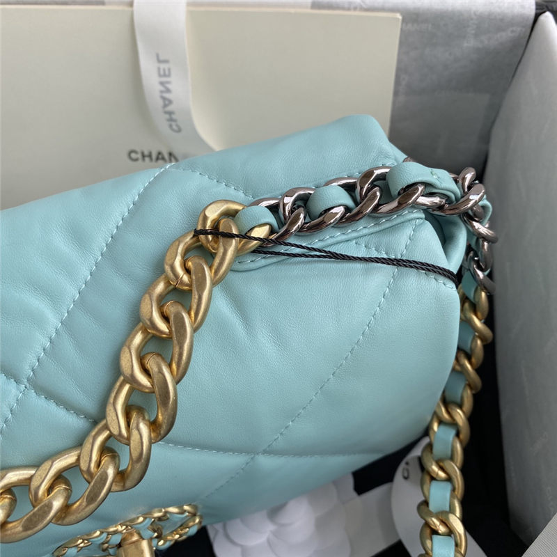 Chanel 19 Flap Bag Goatskin/Lambskin Light Blue High