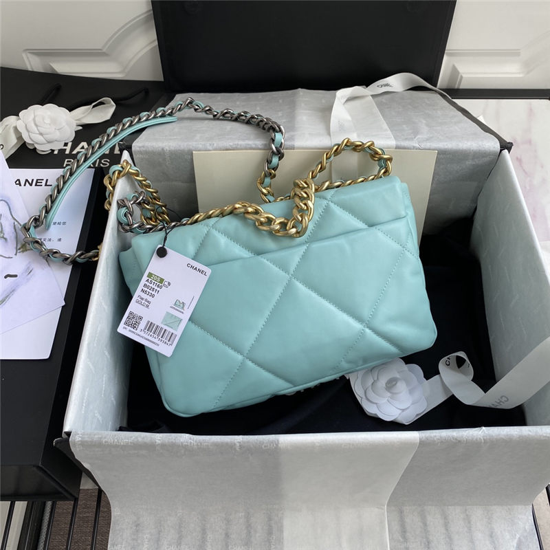 Chanel 19 Flap Bag Goatskin/Lambskin Light Blue High