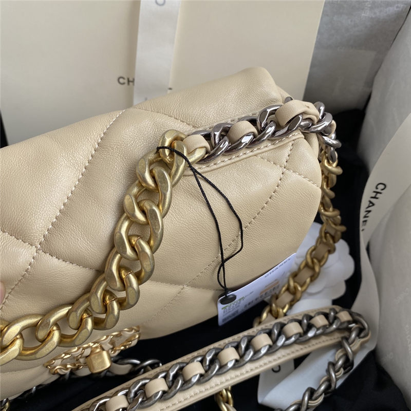 Chanel 19 Flap Bag Goatskin/Lambskin Beige High