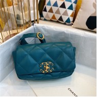 Waist Chanel 19 Flap Bag Lambskin/Goatskin Ocean Blue High