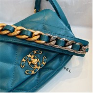 Waist Chanel 19 Flap Bag Lambskin/Goatskin Ocean Blue High