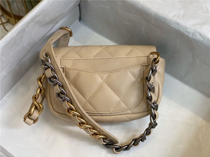 Waist Chanel 19 Flap Bag Lambskin/Goatskin Beige High