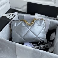 Chanel 19 Flap Bag Goatskin/Lambskin Silver High