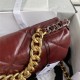 Large Chanel 19 Flap Bag Shiny Crumpled Calfskin Burgundy High