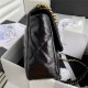 Large Chanel 19 Flap Bag Shiny Crumpled Calfskin Black High