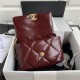 Chanel 19 Flap Bag Shiny Crumpled Calfskin Burgundy High