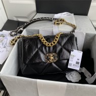 Chanel 19 Flap Bag Shiny Crumpled Calfskin Black High