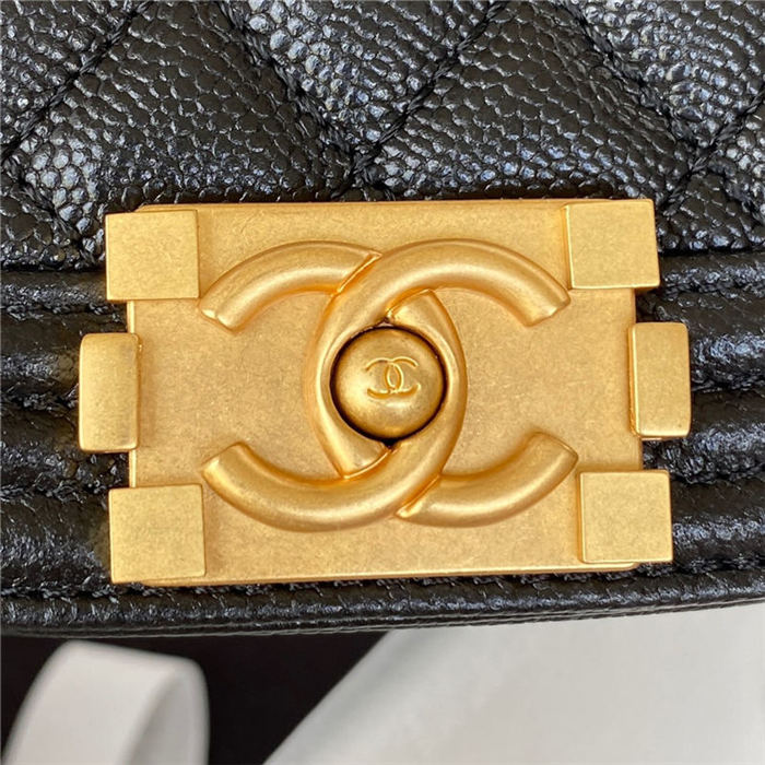 Chanel SMALL BOY Chanel MESSENGER BAG Grained Calfskin & Gold-Tone Metal AS3350 Black A