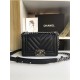 SMALL BOY Chanel HANDBAG Chevrons Pattern Grained Calfskin Black High