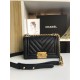 SMALL BOY Chanel HANDBAG Chevrons Pattern Grained Calfskin Black High