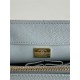 FLAP BAG WITH TOP HANDLE Grained Calfskin Blue-binding Gold Metal High