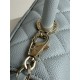 FLAP BAG WITH TOP HANDLE Grained Calfskin Blue-binding Gold Metal High