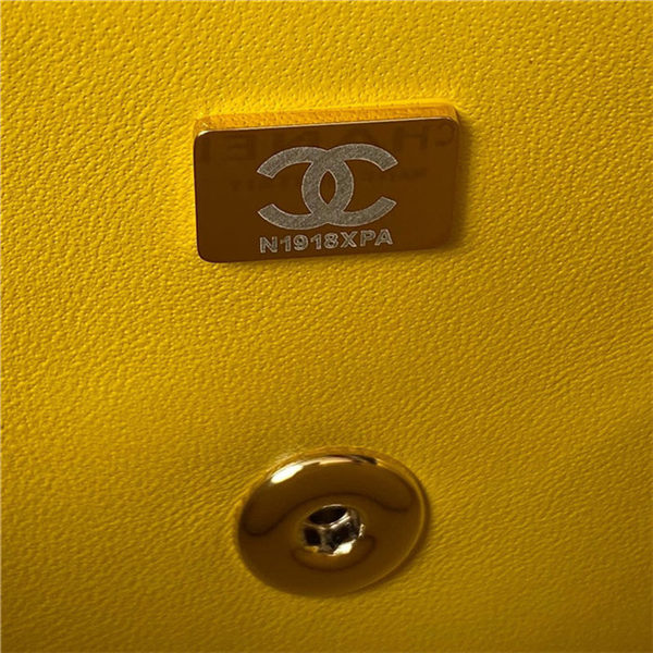 Chanel MINI FLAP BAG With Top Diamond Handle Lambskin & Gold-Tone Metal AS4140 Yellow A